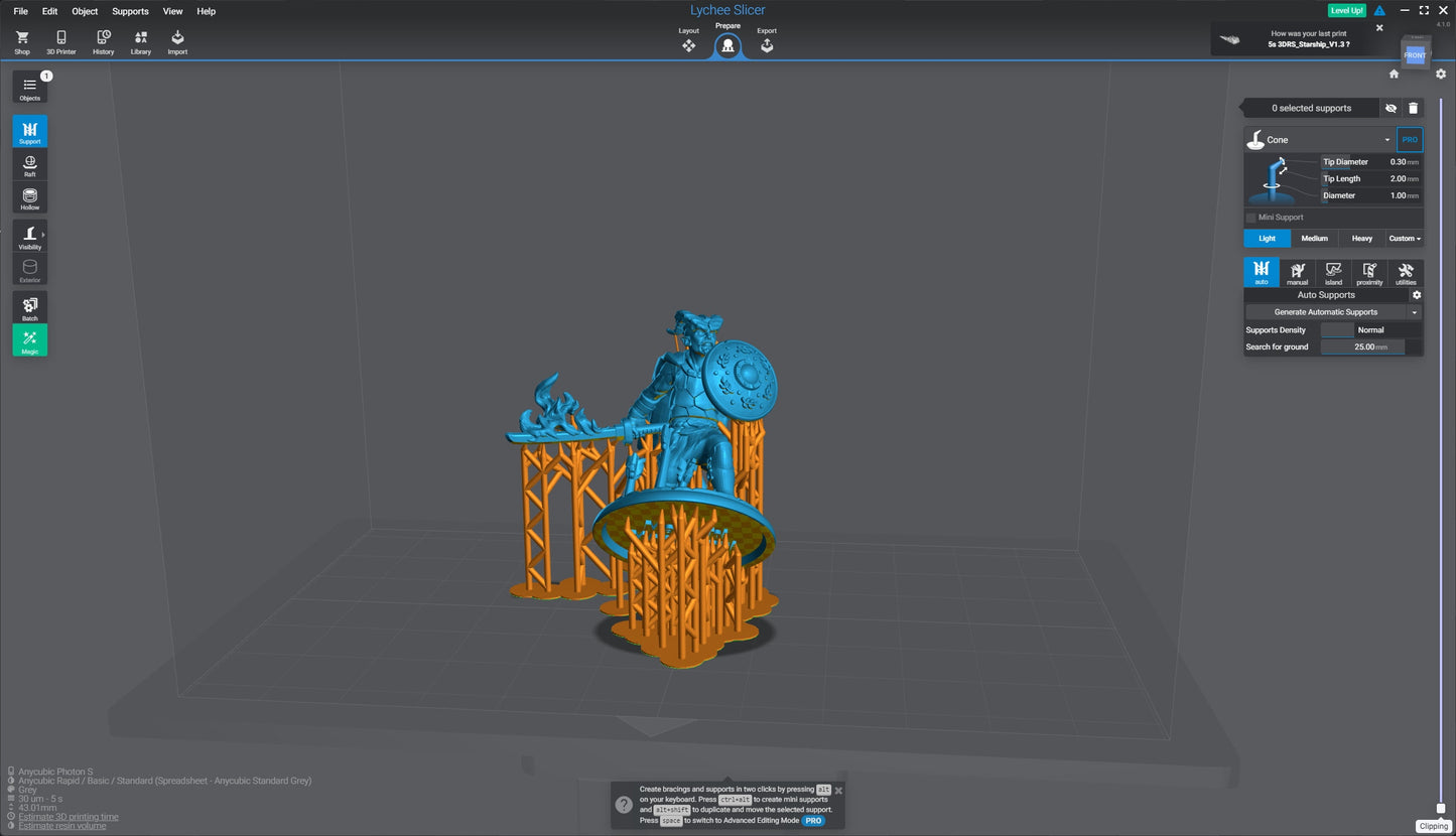 Hero Forge Model 3D Printed Supported Example