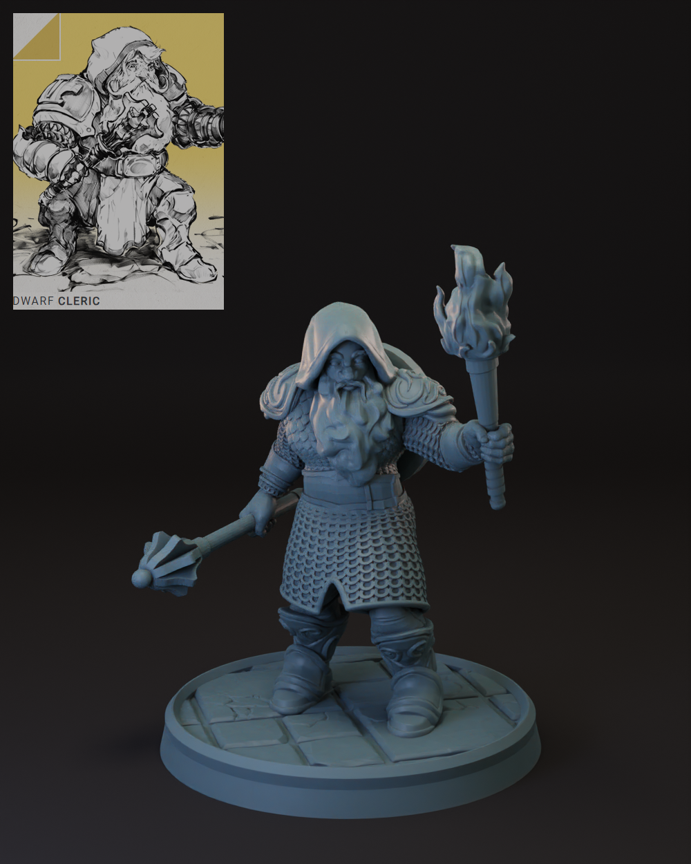 Dwarf cleric miniature front