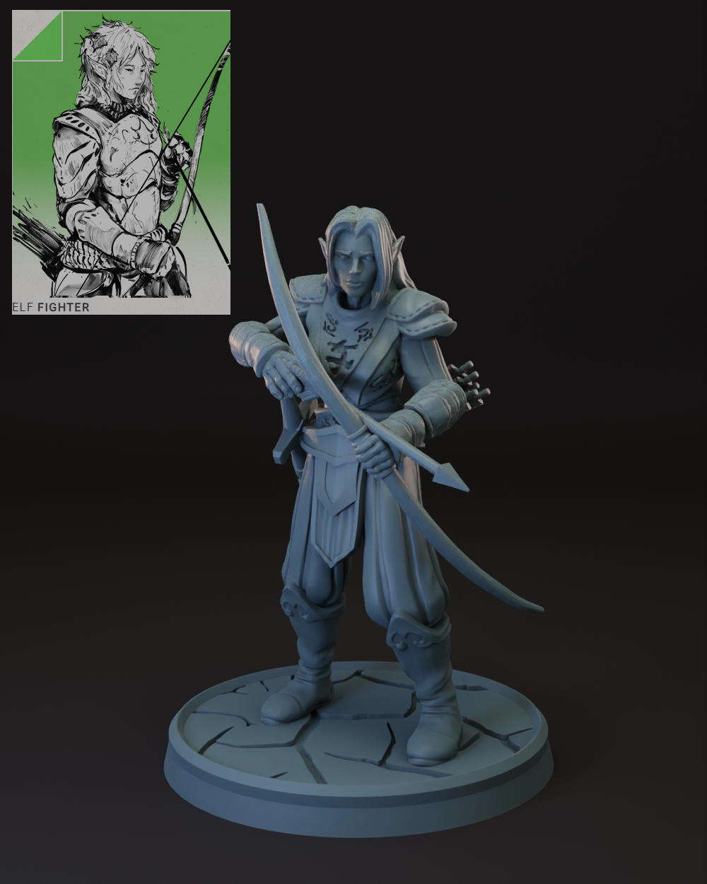 Elf fighter miniature solo front