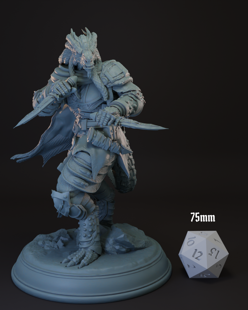 Dragonborn Rogue | Fighter -Umbrascale- Tabletop Miniature