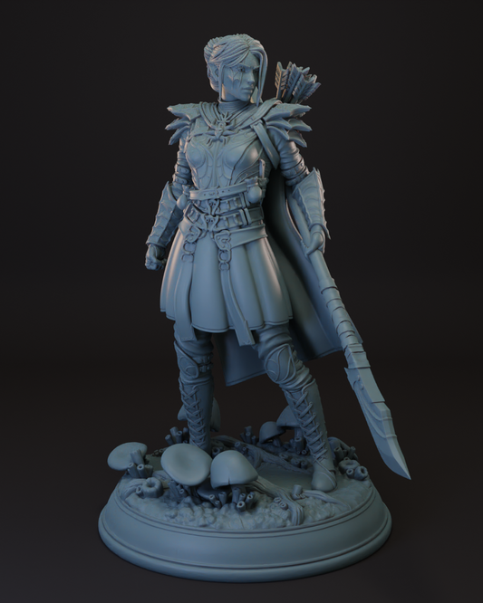 Drow | Elf Female Fighter | Paladin -Glaive- Tabletop Miniature