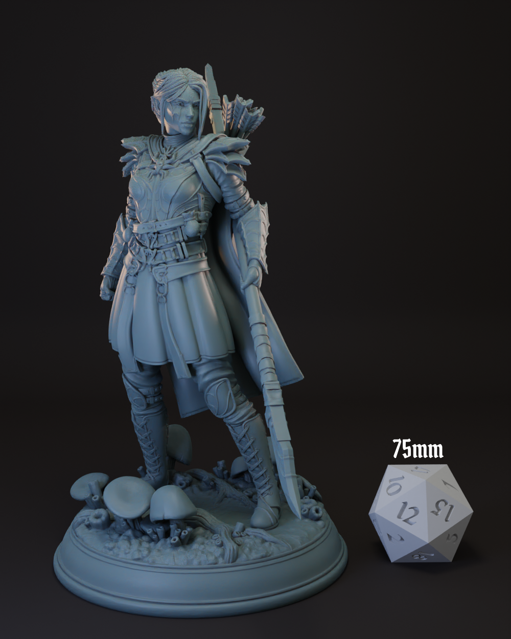 Drow | Elf Female Fighter | Paladin -Glaive- Tabletop Miniature