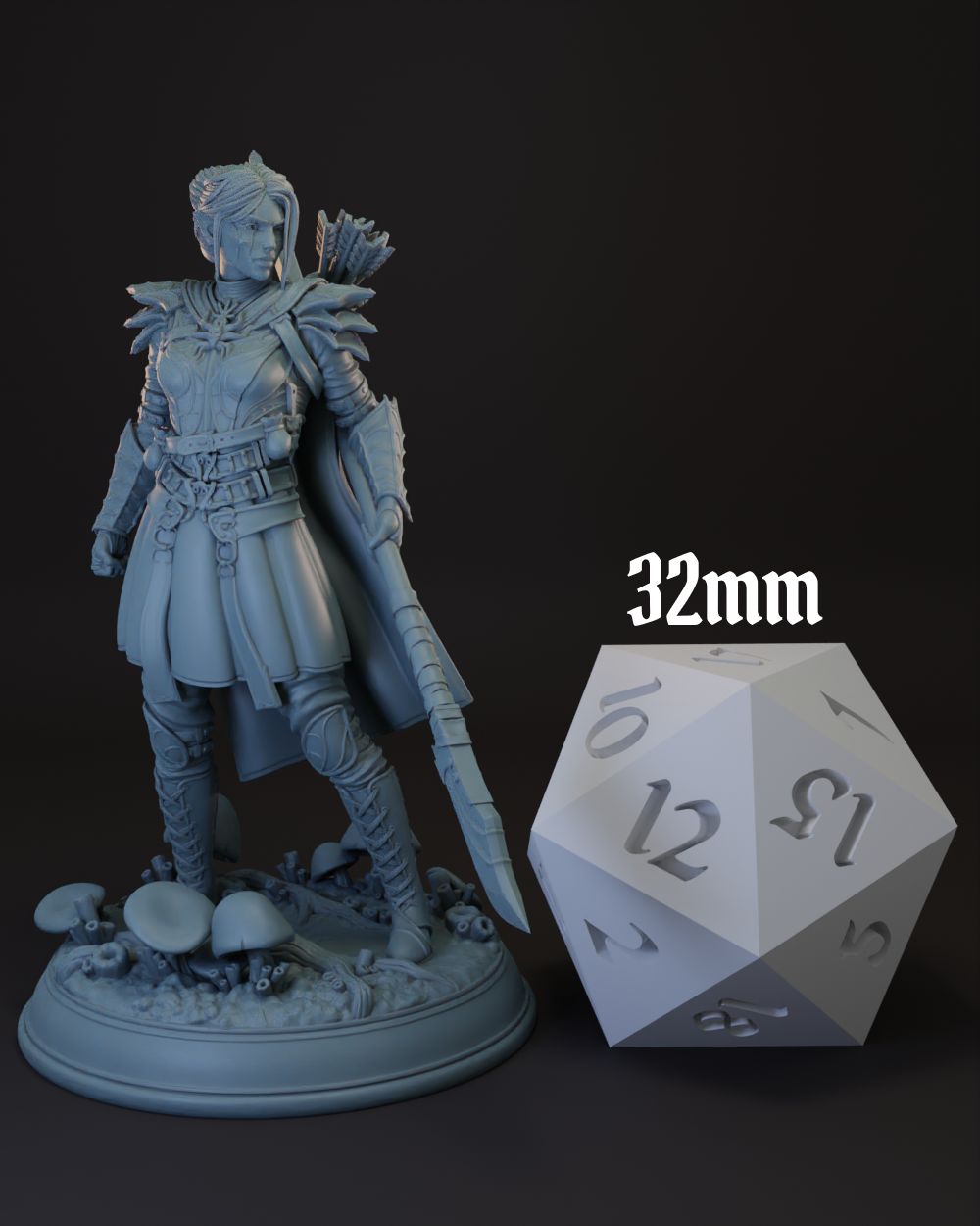 Drow | Elf Female Fighter | Paladin -Glaive- Tabletop Miniature