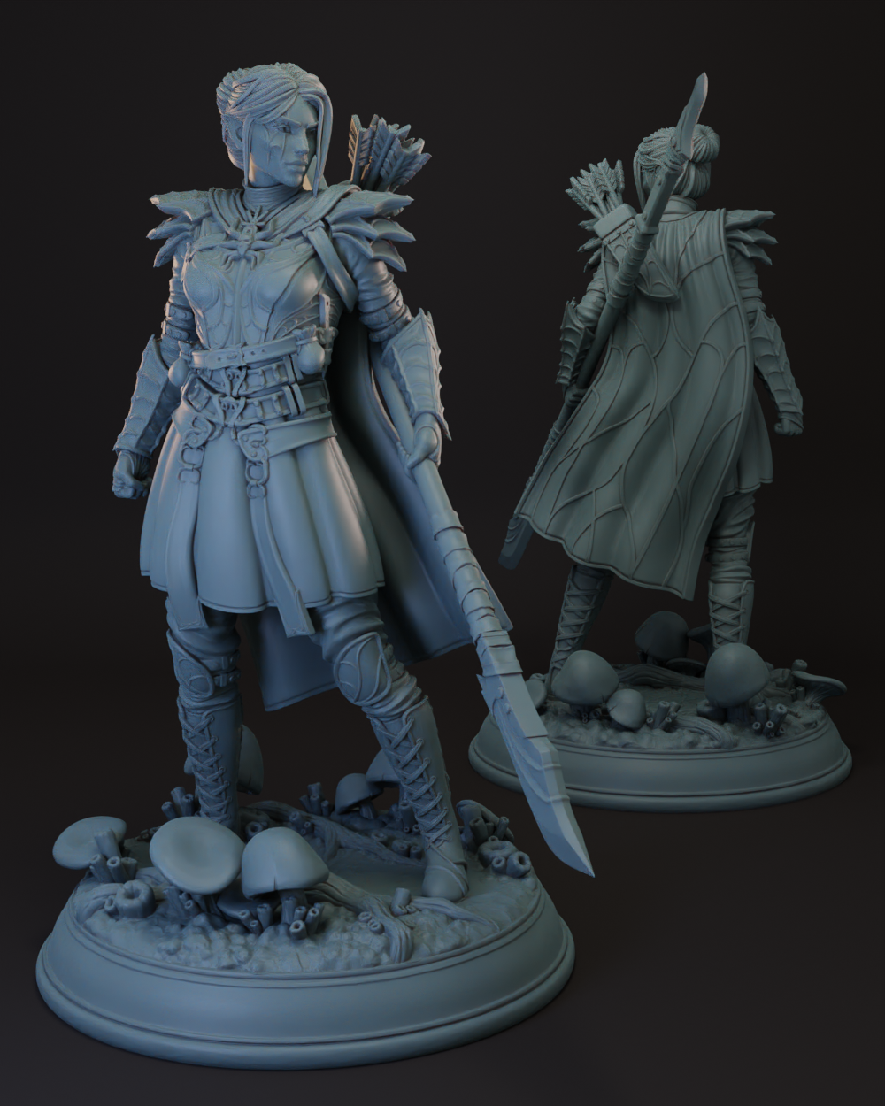 Drow | Elf Female Fighter | Paladin -Glaive- Tabletop Miniature