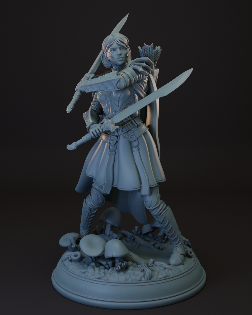 Drow | Elf Female Ranger | Fighter -Swords- Tabletop Miniature