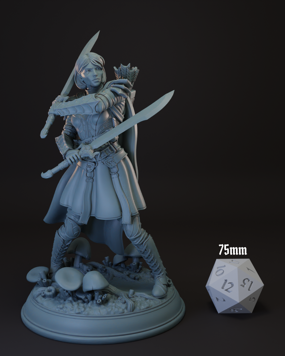 Drow | Elf Female Ranger | Fighter -Swords- Tabletop Miniature