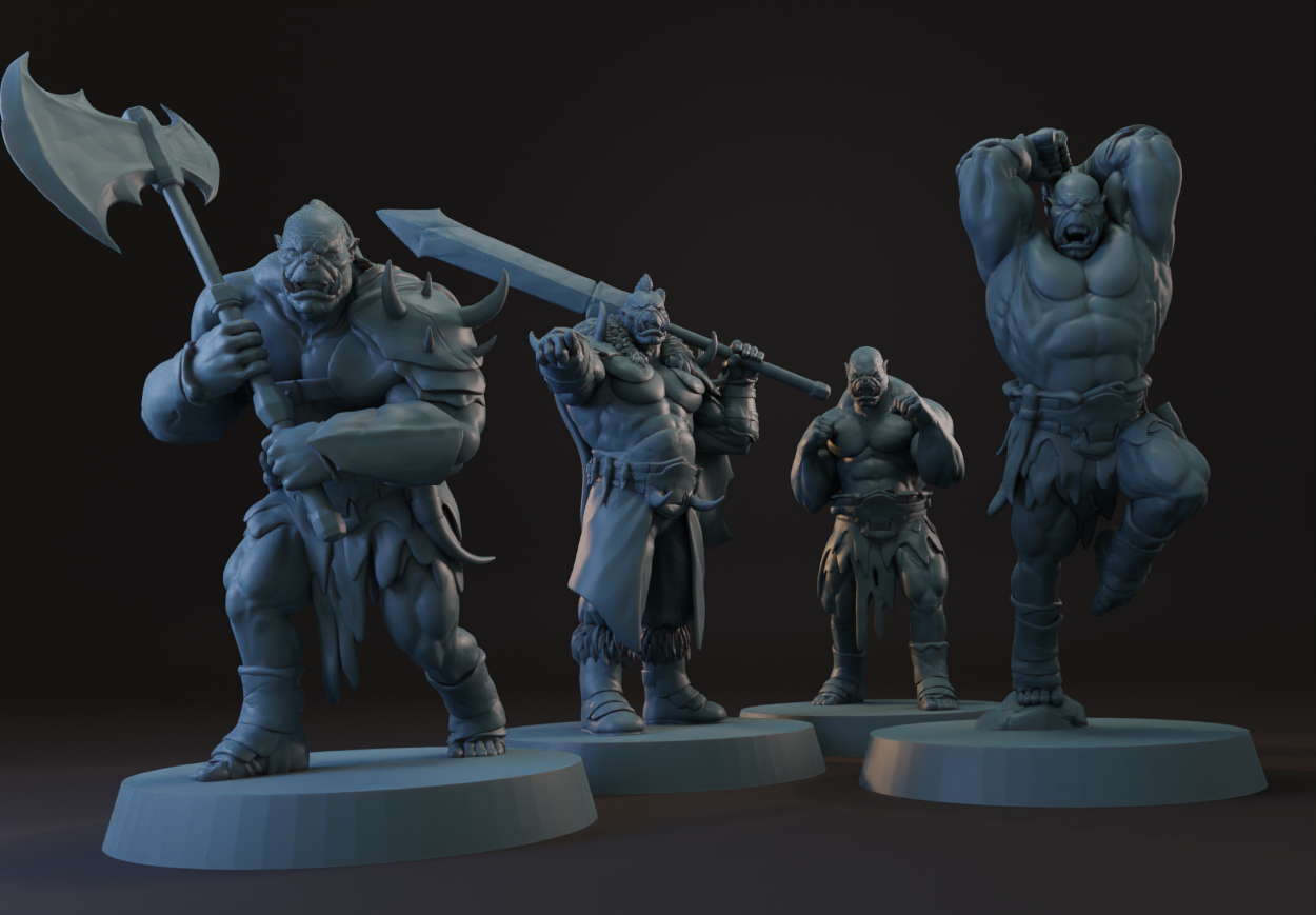 Orc Warband | Berserkers 4 Variants Tabletop Miniature