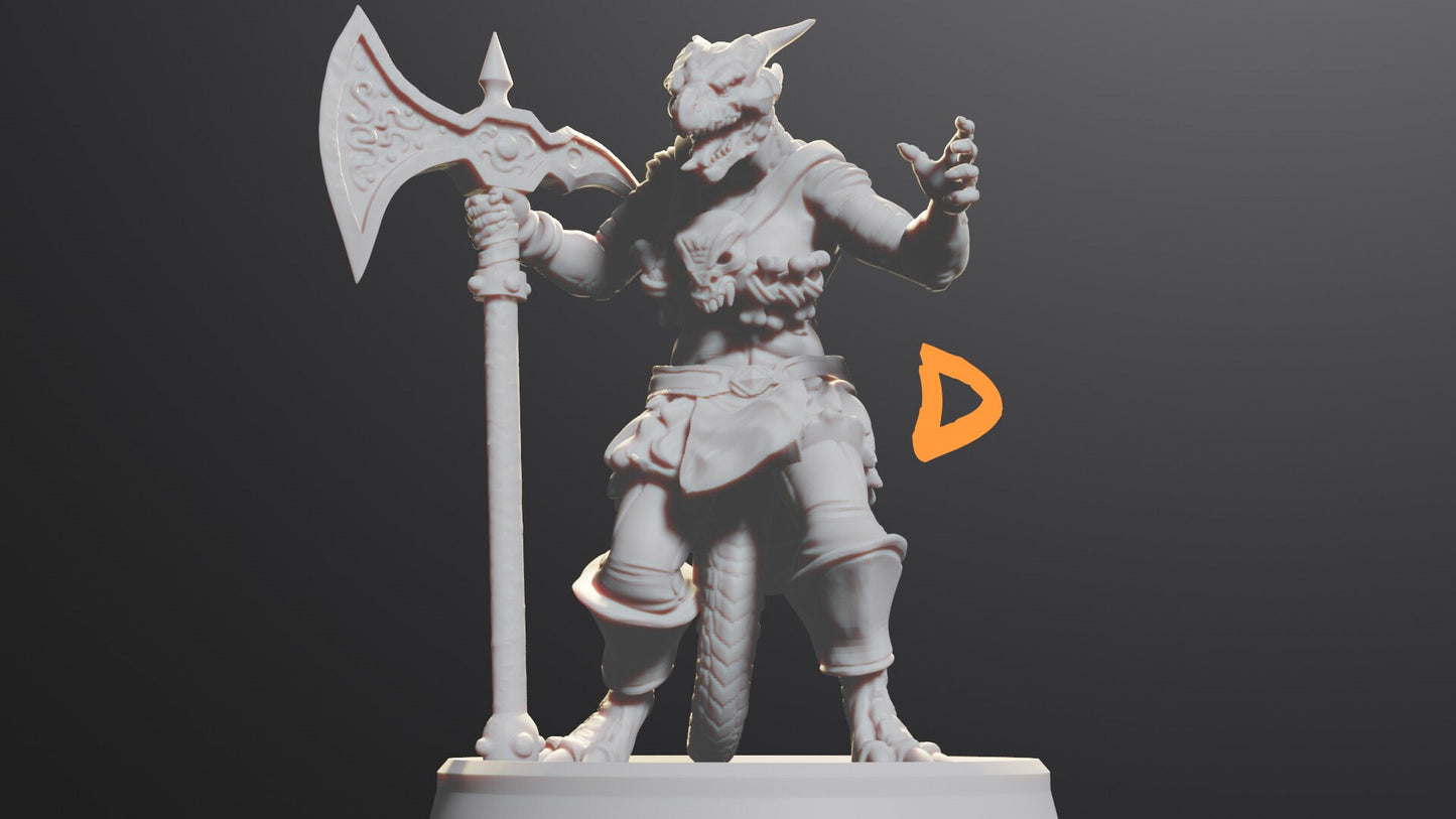 Dragonborn Female Barbarian | Fighter Tabletop Miniature for Dungeons and Dragons | Pathfinder | DND
