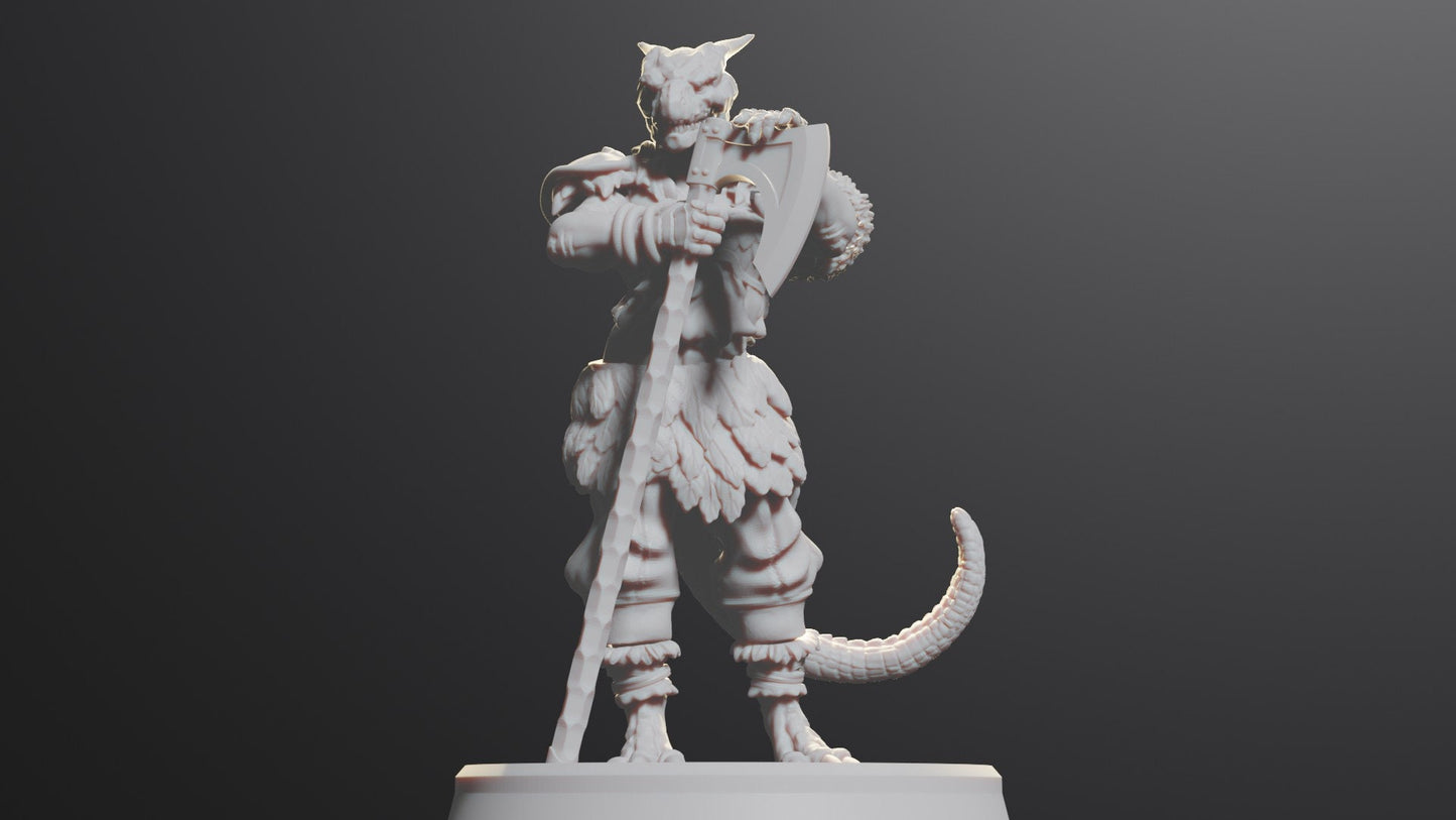 Dragonborn Female Barbarian | Fighter Tabletop Miniature for Dungeons and Dragons | Pathfinder | DND