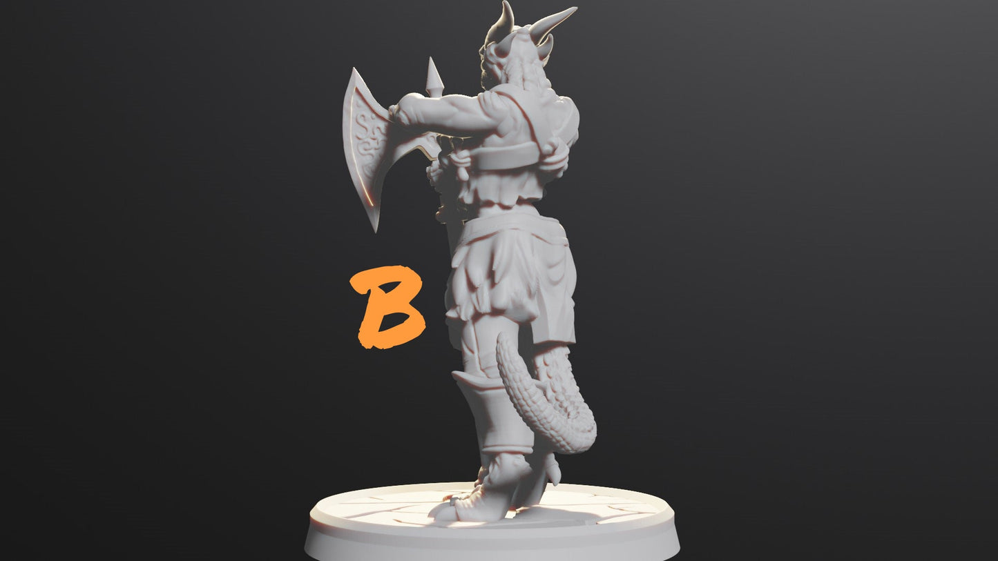 Dragonborn Female Barbarian | Fighter Tabletop Miniature for Dungeons and Dragons | Pathfinder | DND