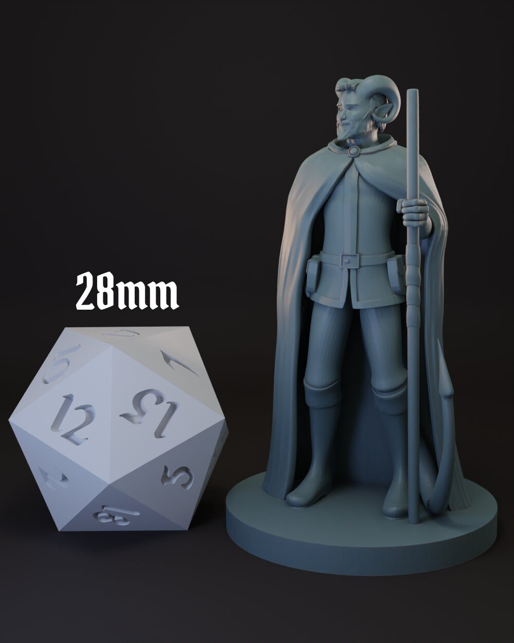 Tiefling Male Druid | Monk Tabletop Miniature for Dungeons and Dragons | Pathfinder | TTRPG