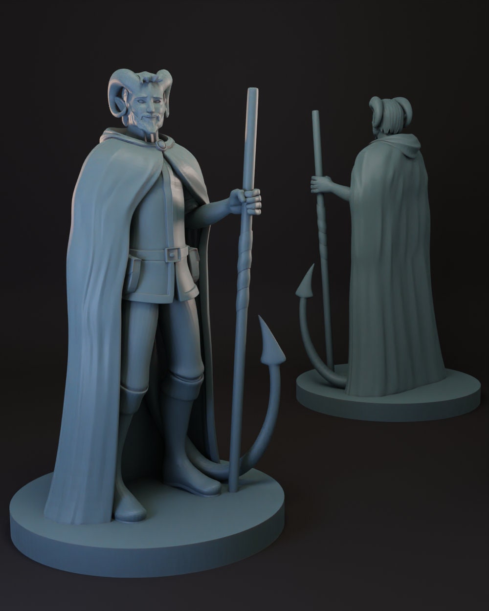 Tiefling Male Druid | Monk Tabletop Miniature for Dungeons and Dragons | Pathfinder | TTRPG