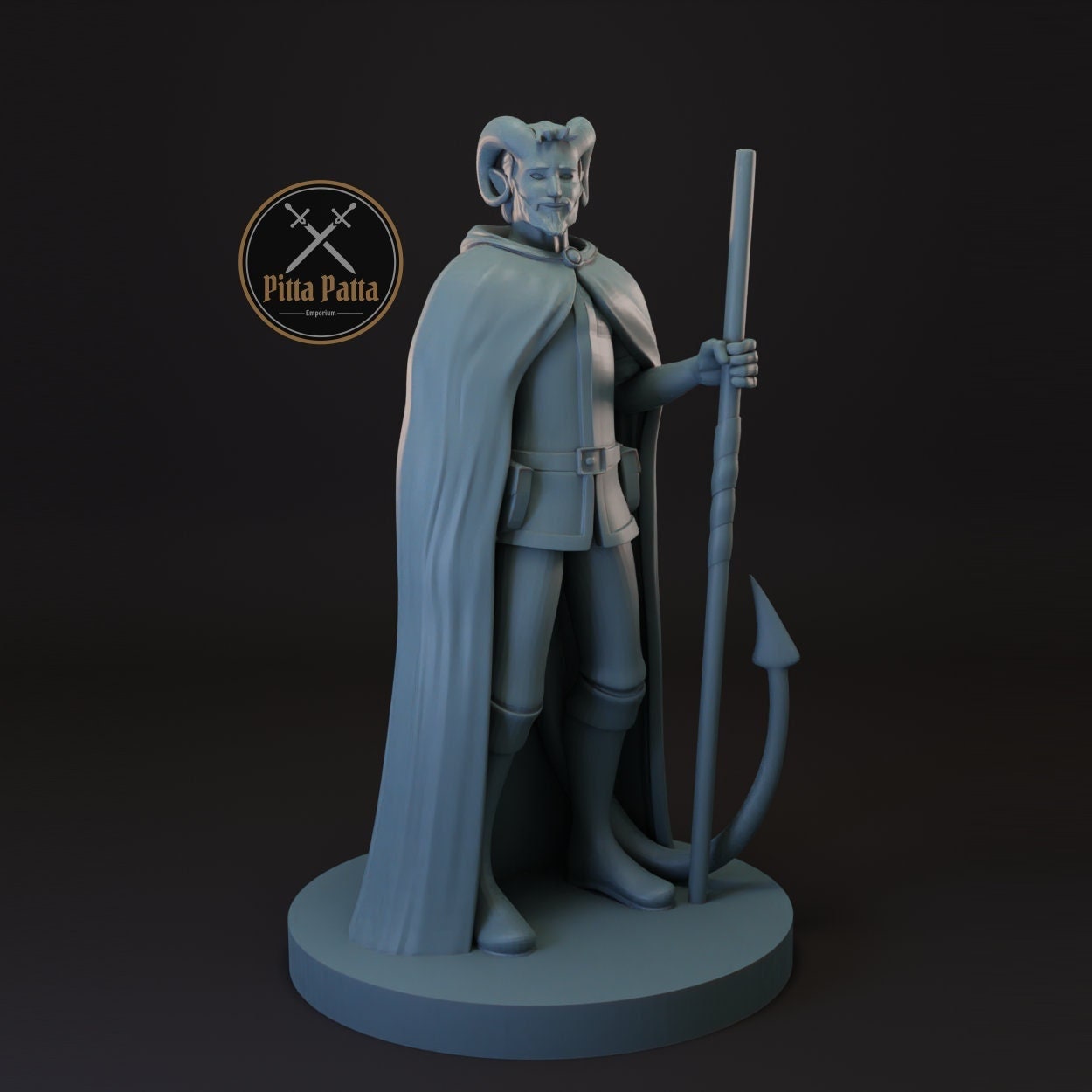Tiefling Male Druid | Monk Tabletop Miniature for Dungeons and Dragons | Pathfinder | TTRPG