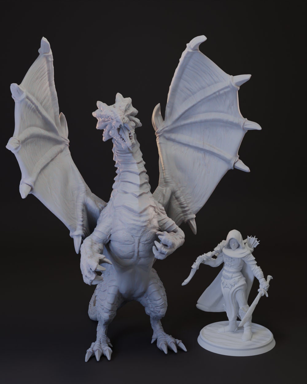 Young White Dragon Tabletop Miniature